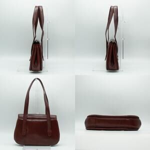 Celine leather carriage shoulder handbag hardware semi red gold strap